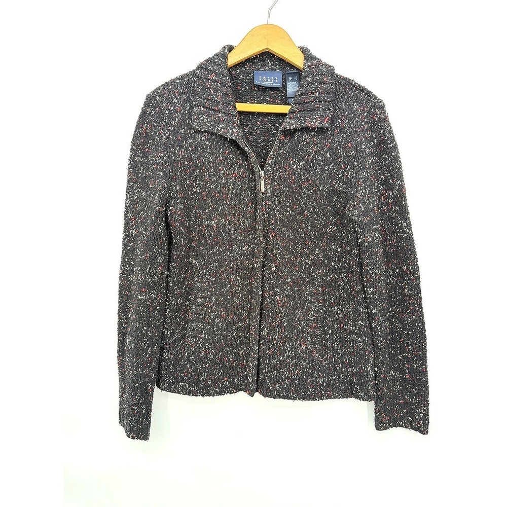 Crazy Horse Sweater Jacket Full Zip Marled Mottled Knit Casual Layering  Size S